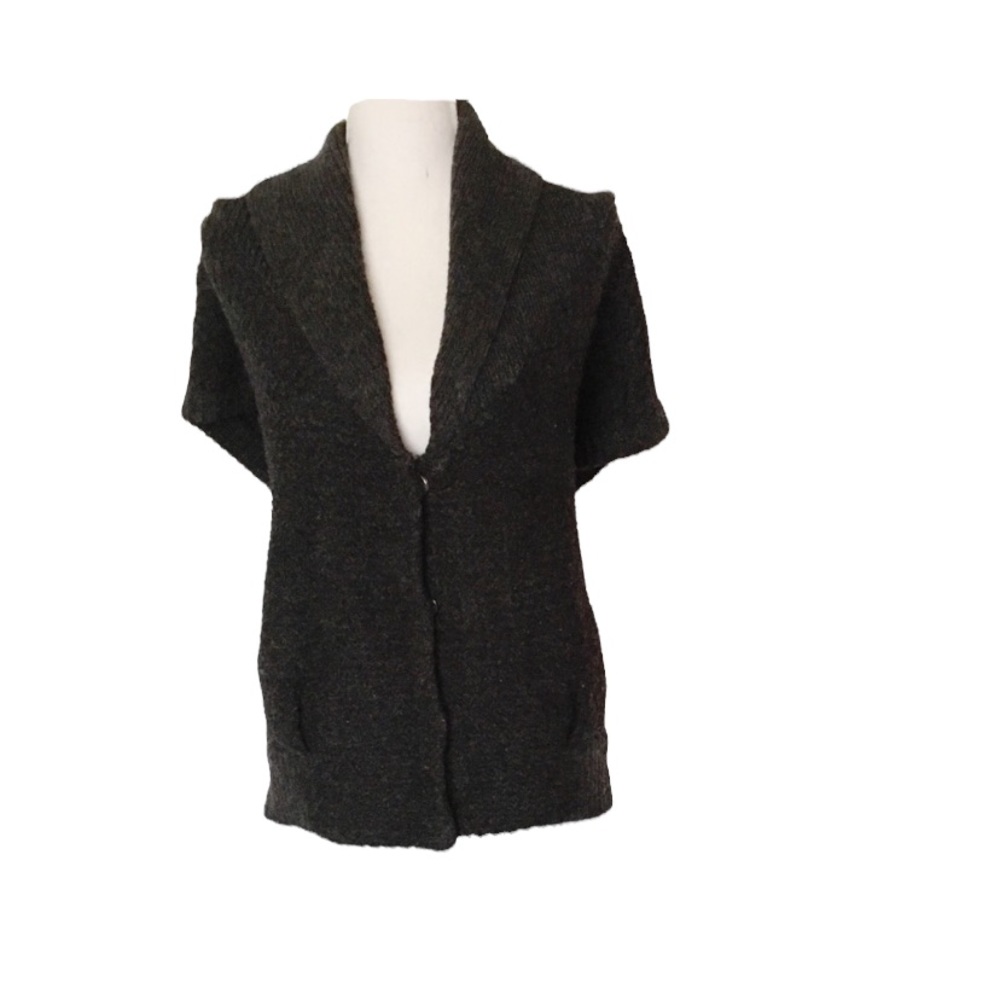 Isabel Lu Gray Oversized Short Sleeve Cardigan Size Small